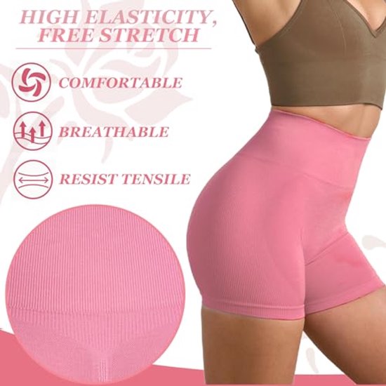 Naadloze push-up booty sportshorts voor dames - Comfortabele trainingsshorts voor sportschool en yoga — afbeelding 4