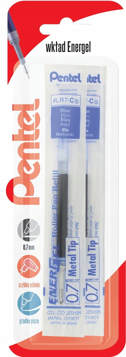 Pentel EnerGel LR7 Blauwe Navulling Balpen 2 Stuks