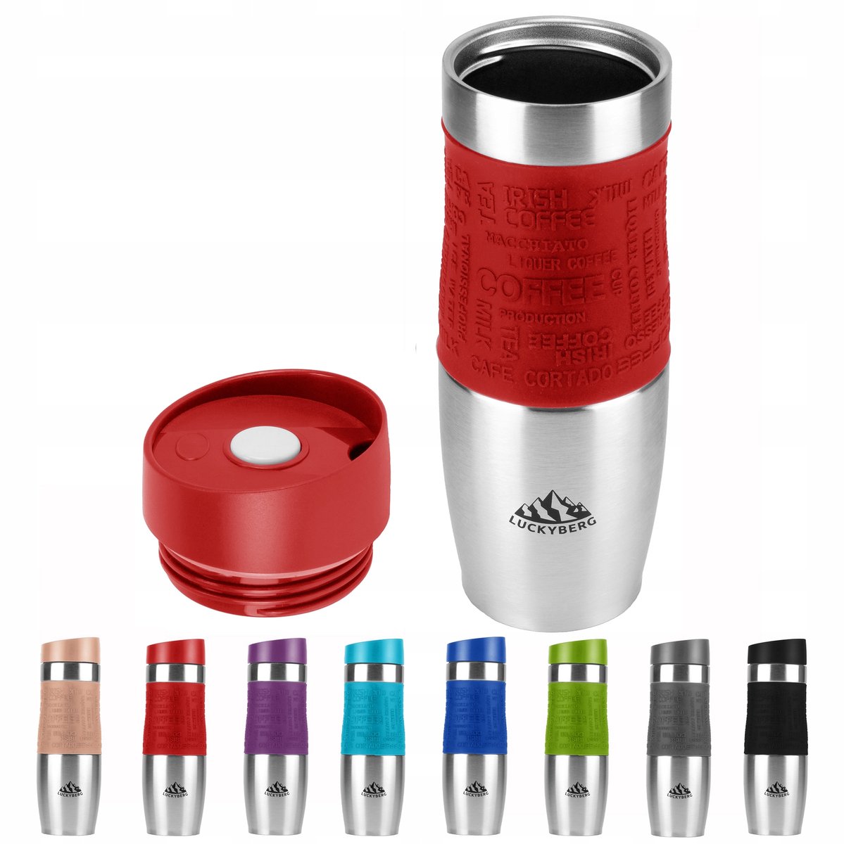 LUCKYBERG Thermosbeker 480 ml - Rood - Houdt warm/koud