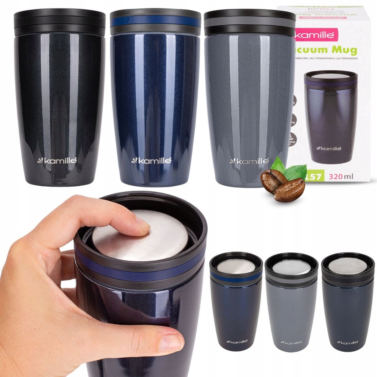 Kamille Thermosbeker 320ml RVS - Lekvrij & Houdt Warmte/Koude