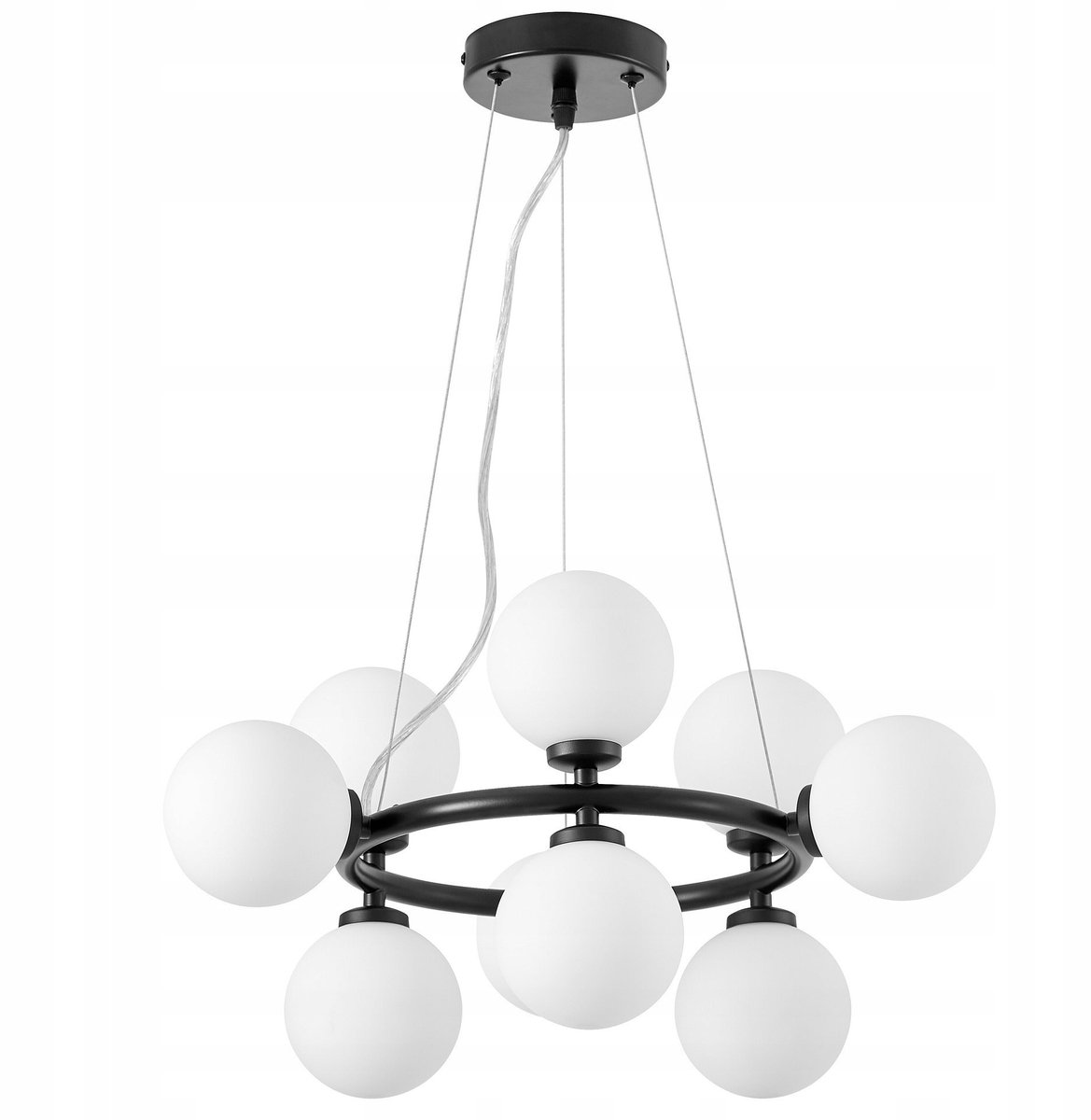 Moderne Zwarte Hanglamp met 9 Witte LED Bollen - Marsiada