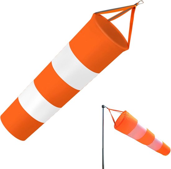 FLAGLY Premium Windsack für Draußen 150x30x15cm inkl. Aufhängung & Drehwirbel, Windrichtungsanzeiger in Rot-Weiß, witterungsbeständig, Windanzeiger Made in Germany, Windhose Garten, Wetterfahne