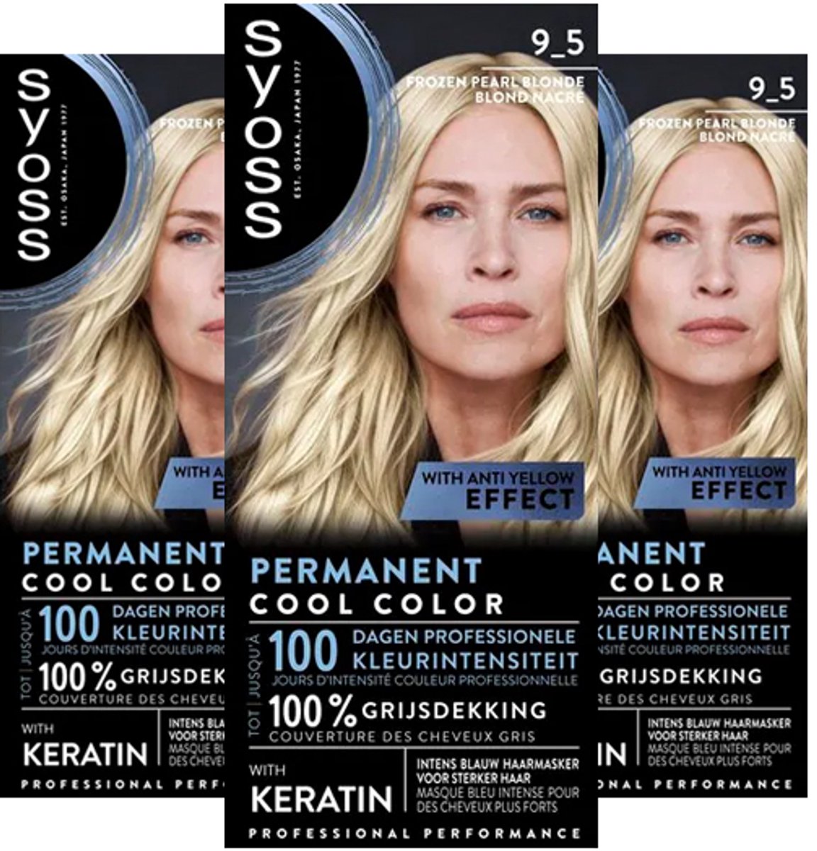 3x Syoss Permanent Coloration 9-5 Frozen Pearl Blond