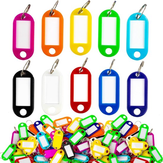 Vitdipy - 100 stuks - Sleutellabels - Gekleurd - Sleutelhangers - Labels - Geschikt voor USB-stick, sleutels, huisdieren en tassen