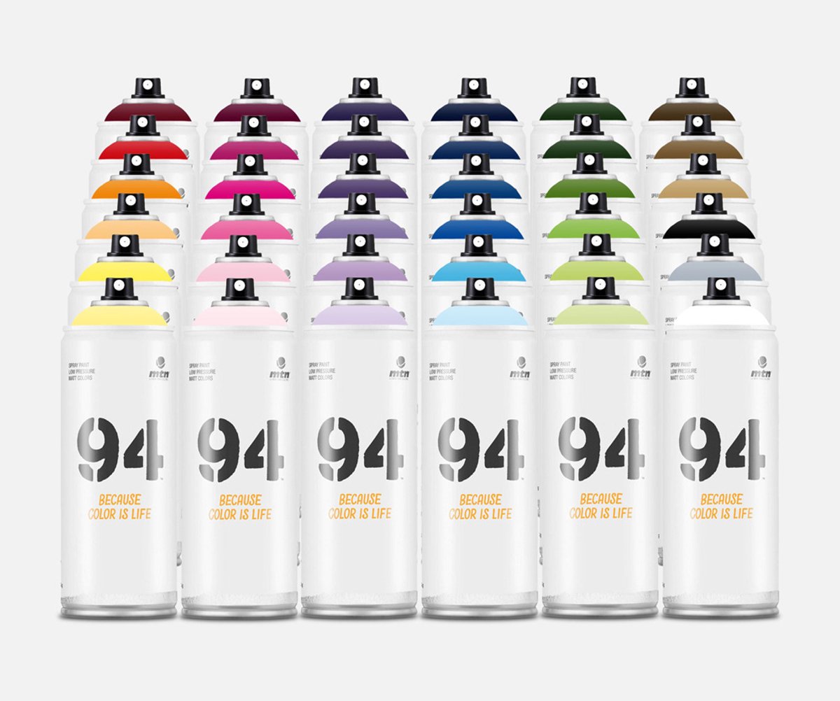 MTN94 Spuitbussen pakket - 36 kleuren lage druk en matte afwerking graffiti spuitverf - 400ml