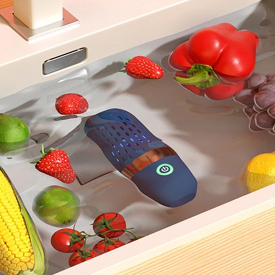 Pesticiden Reiniger - Draadloos - Pesticiden Verwijderaar - Groentewasser - Groente Reinigen - Waterdichte Wasmachine - Groentereiniger - Draagbare - High Frequency Ultrasone - Voor Het Reinigen van Fruit, Groenten en Vlees - 4400 Mah - Blauw — afbeelding 2