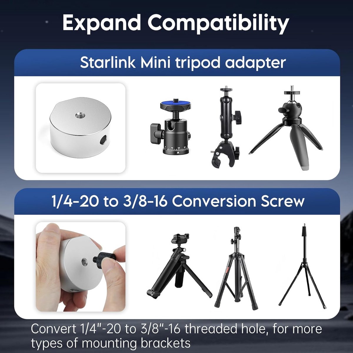 Adattatore starlink mini con attacco filettato 1/4