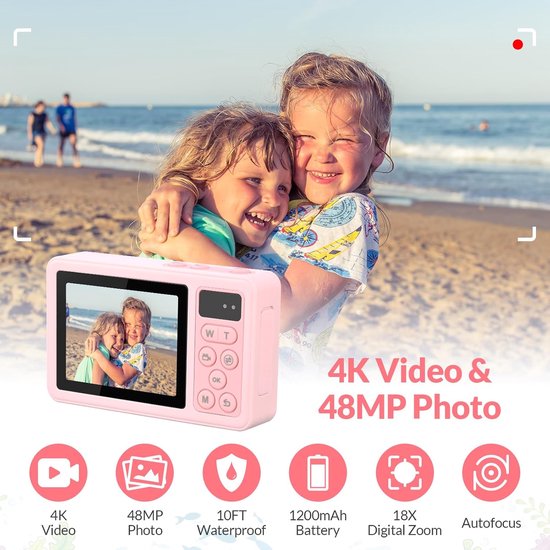 Caméra sous-Marine 4K, Appareil Photo Numérique étanche de 33 Pieds, Caméra Selfie Double écran Autofocus 65MP, Anti-poussière, Antichoc, Caméra Flottante, pour la Plongée en