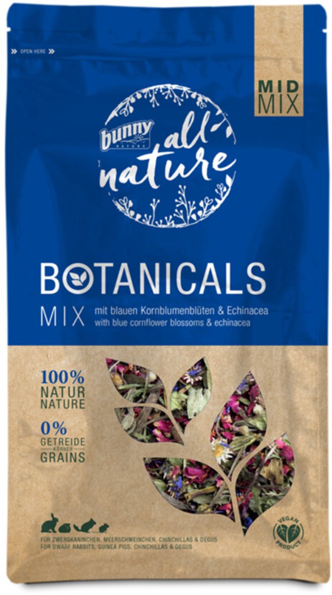 Bunny Nature Botanicals Mid Blue Cornflower Blossoms & Echinacea - 4 x 120 gr - Voordeelverpakking