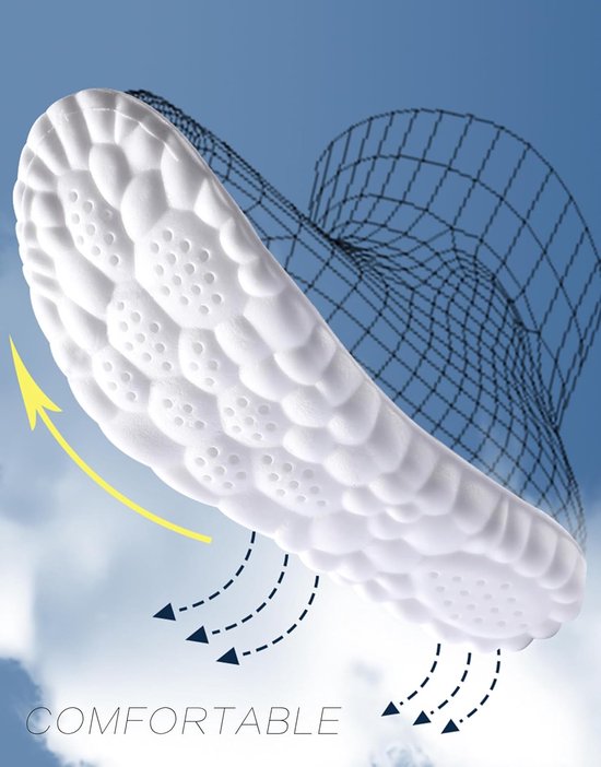 Binnenzolen - 2 paar memory foam binnenzolen met voetboogondersteuning, comfortabele massage binnenzolen voor mannen en vrouwen, vervangende binnenzolen voor sneakers, werklaarzen, ademend en schokabsorberend, zwart, geschikt voor maat 37/38 van Merkloos — afbeelding 4