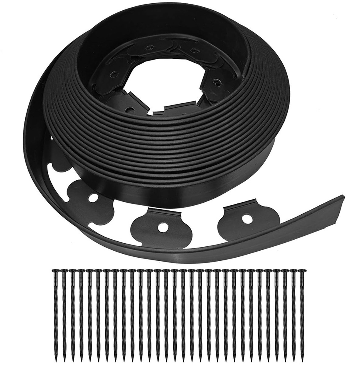 Rechte tuinrand van 15cm x 10m - zwart - Tuinranden, 40FT landschapsrand met 30 landschapsspijkers, Pever-randen, No Dig tuinranden, randafwerking voor landschapsarchitectuur