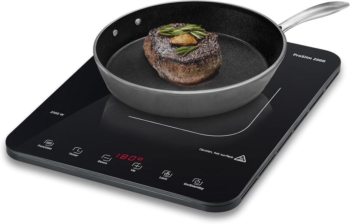 Mobiele inductiekookplaat 2000W met touch-bediening en LED-display
