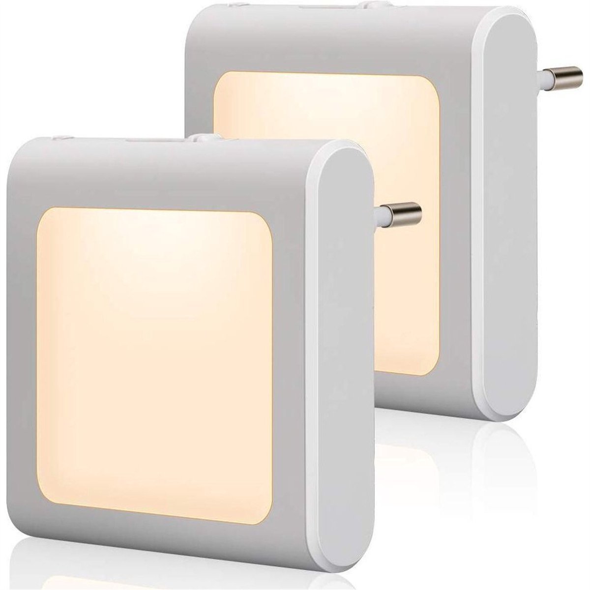 Peysaitr - LED-nachtlampje plug-in/stopcontact - met dag/nacht sensor - plugin ledlamp – Nachtlampje - warm licht – dimbaar – Voor in de baby/kinder kamer - wit - 7x8cm - 2 stuks