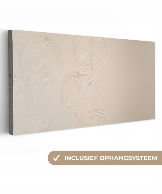 Canvas schilderij 160x80 cm - Exclusieve wanddecoratie Japandi - Beige - Modern - Muurdecoratie woonkamer - Slaapkamer decoratie - Kamer accessoires - Schilderijen op canvas
