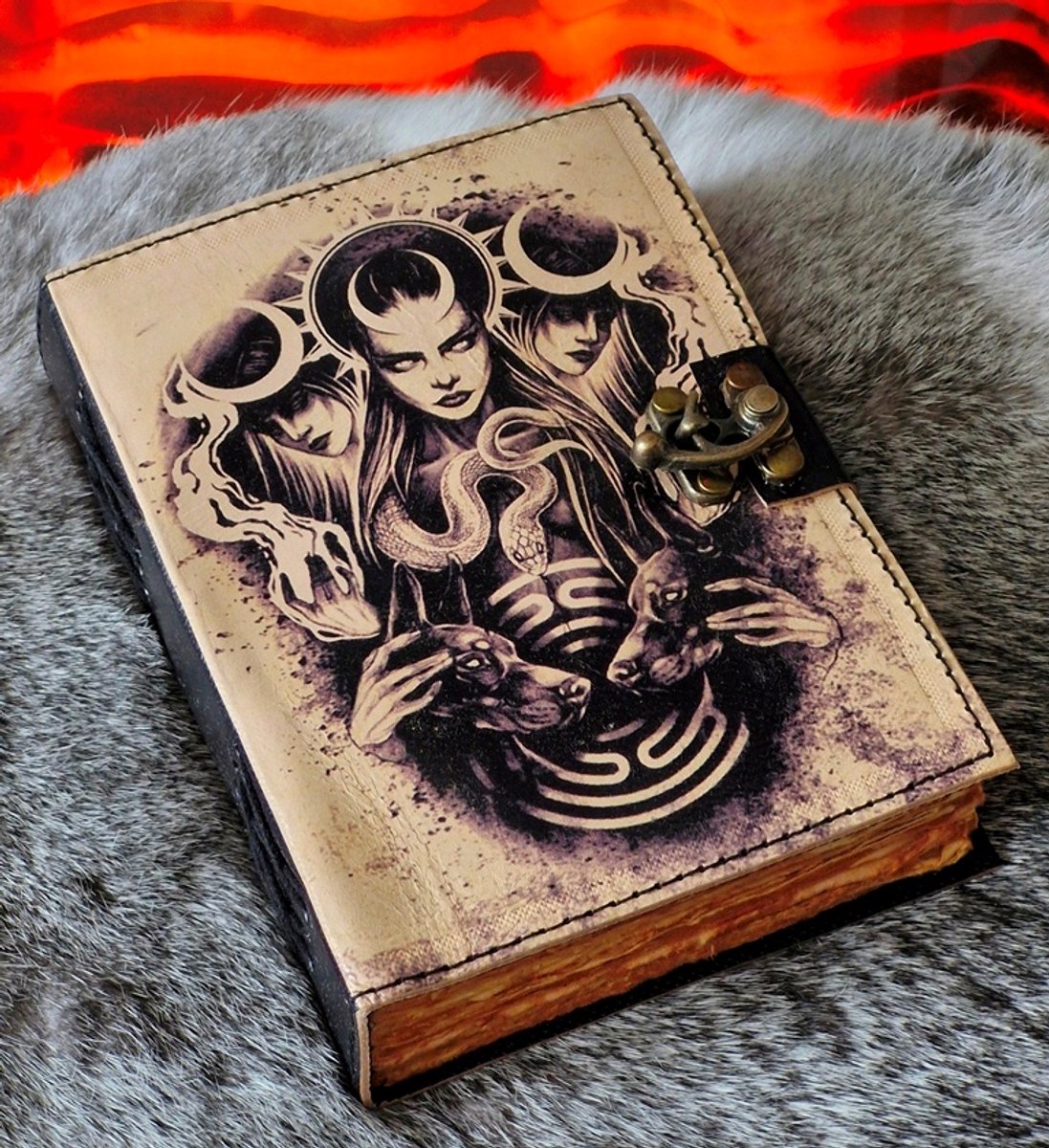 Tarot Vintage Leren Dagboek - Leren Journal Tarot - 18x13cm - Handgemaakt