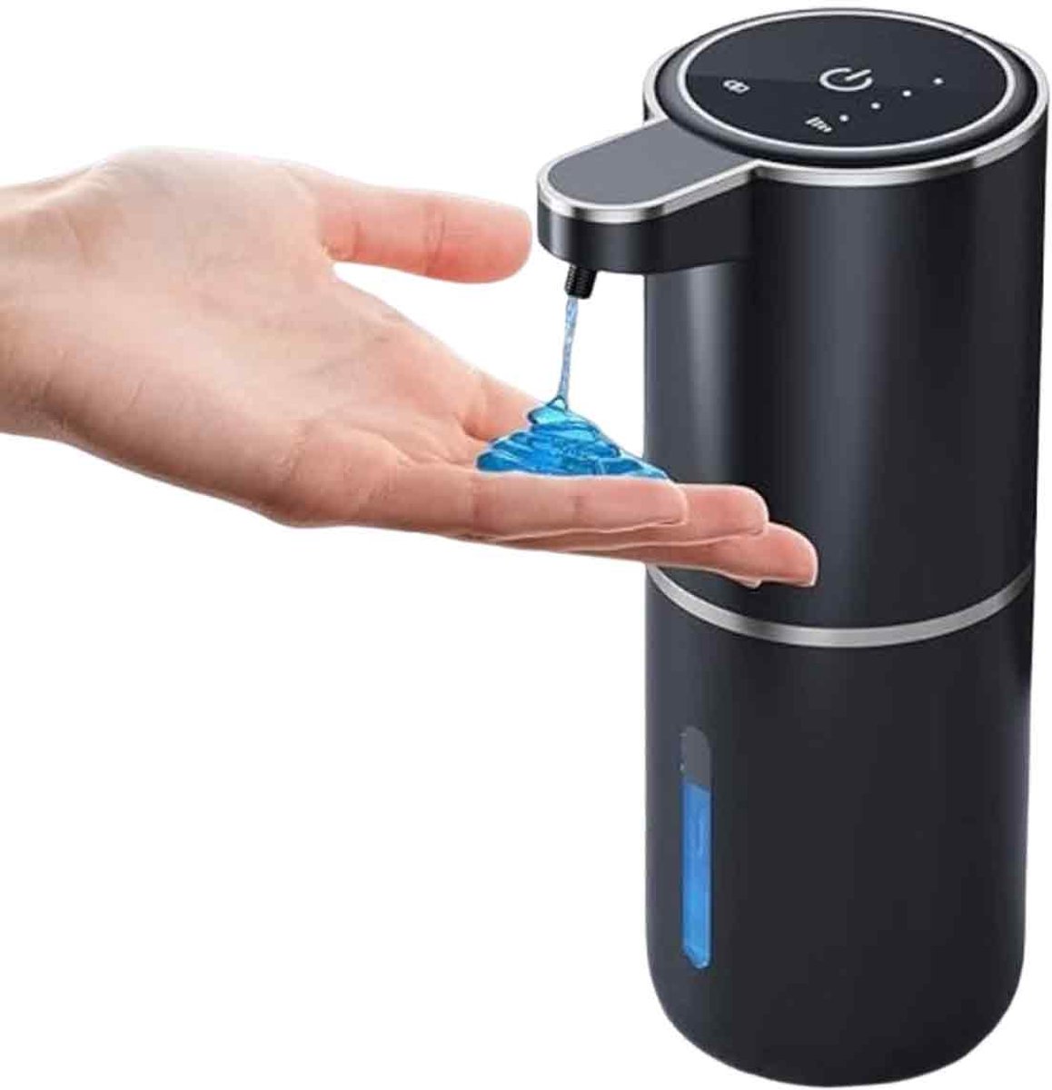 QTTVBTNA -Automatische Zeepdispenser 400ml met Sensor – Elektrische Zeepdispenser Wandmontage, USB Oplaadbaar, IPX5 Waterdicht, Hygiënisch voor Badkamer, Keuken en Kantoor (Zwart)