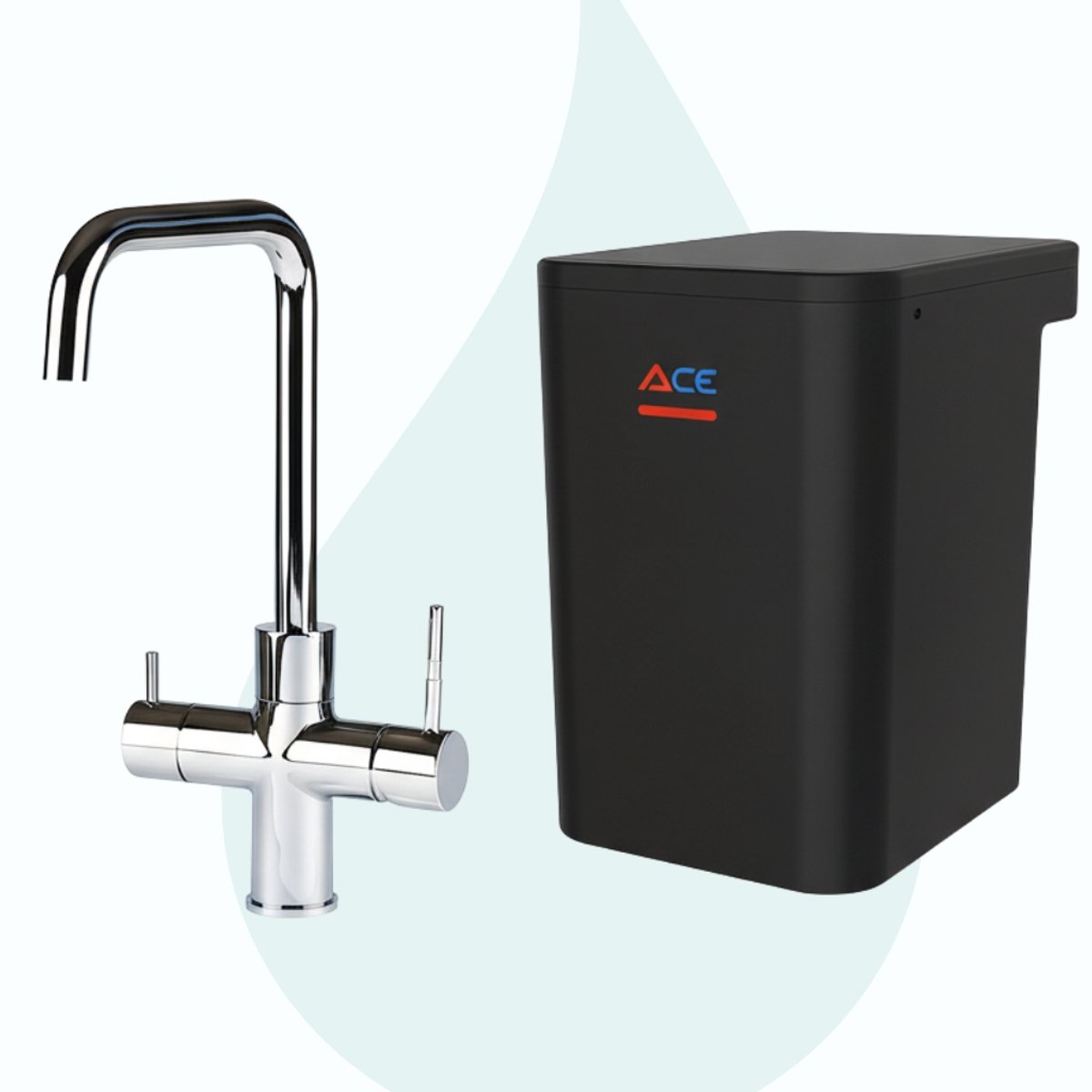 Unito - Kokend waterkraan - ACE 3-in-1 kraan - U-uitloop + 4,4L boiler - chroom