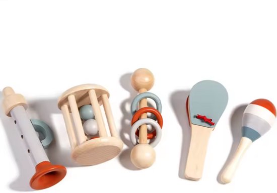 Montessori Speelgoed - Speelgoed 1 Jaar - Muziek Speelgoed - Houten Speelgoed - Baby Speelgoed - Myka's 5 Stuks — afbeelding 4
