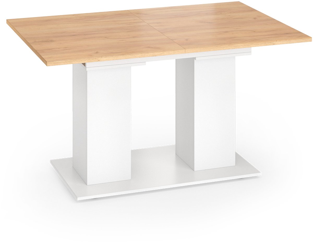 Vicco Eettafel Dix, Wit/Goudkleurig Eiken, 140-180 x 90 cm