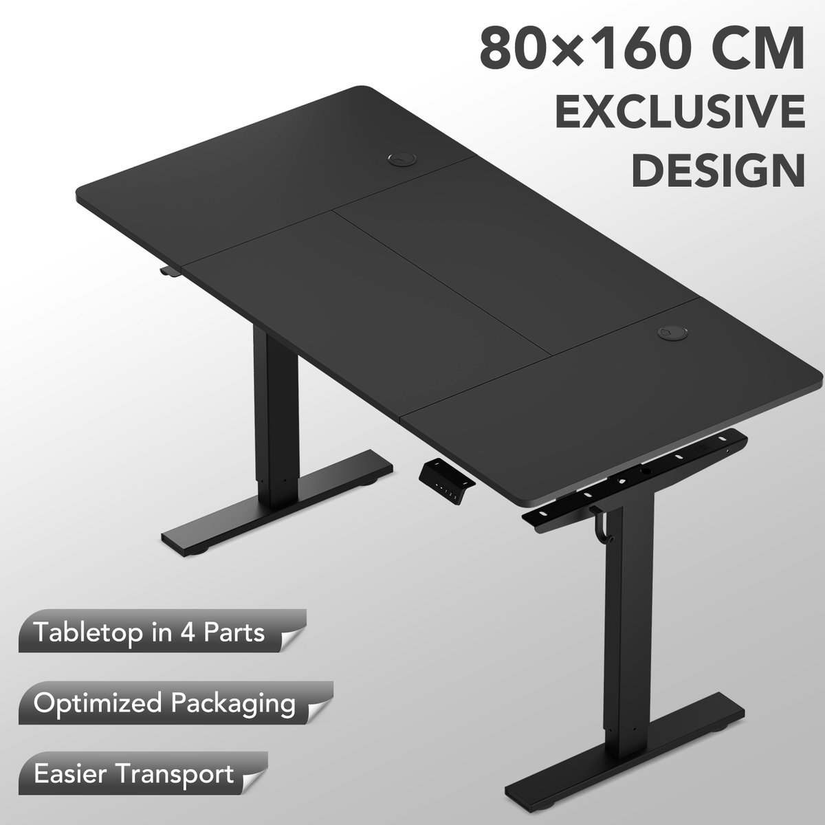 HOMAVO Zit-sta bureau 160x80 cm Elektrisch Verstelbaar Zwart thumbnail 5