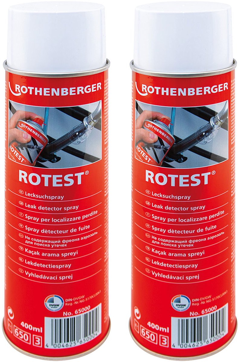 ROTHENBERGER Industriële 2x lekdetectiespray, 400ml - 65000