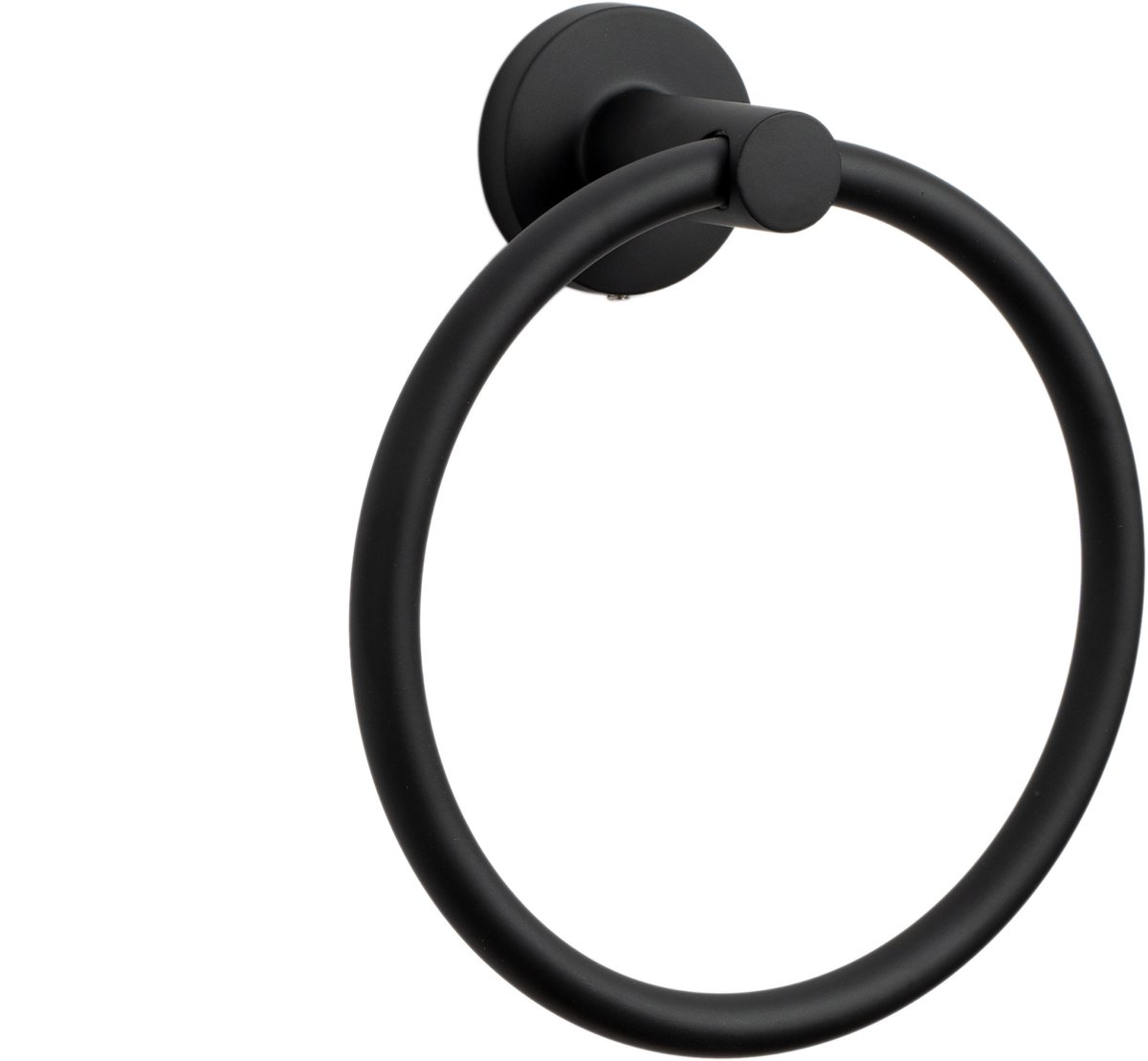 VDN Stainless Handdoekring - Handdoekrek badkamer - Handdoekhaak - Handdoekstang - Zwart - Handdoekhouder - RVS - Handdoekbeugel - Hangend
