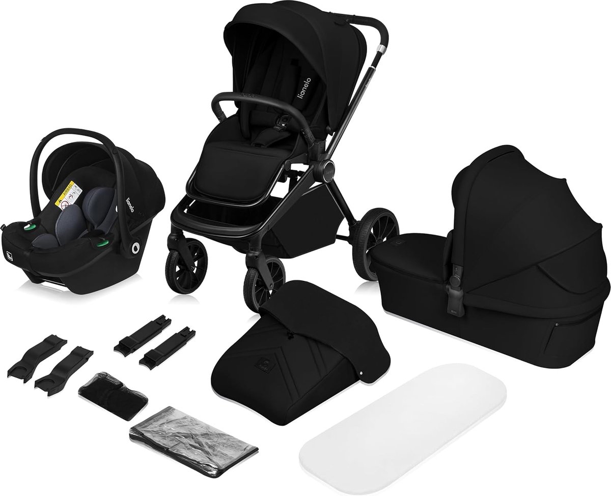 Image of 3-in-1 Kinderwagen Set met Reiswieg, Buggy en Autostoel – Geschikt voor Kinderen tot 22 kg, All-Terrain Wielen, Verstelbare Rugleuning en XXL Zonnekap