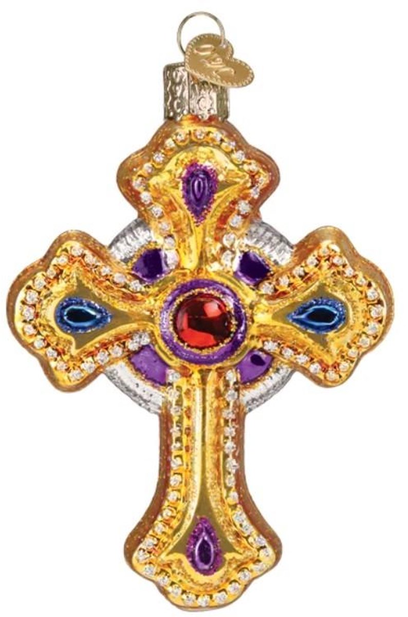 Kerstbal Heilig Kruis – Handgemaakt glazen ornament van Old World Christmas – 11,5cm