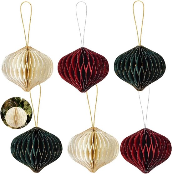 Décoration Réutilisable Sapin De Noël En Nid D'Abeille - Ornement Carton Vert 15 Cm - Éco-responsable