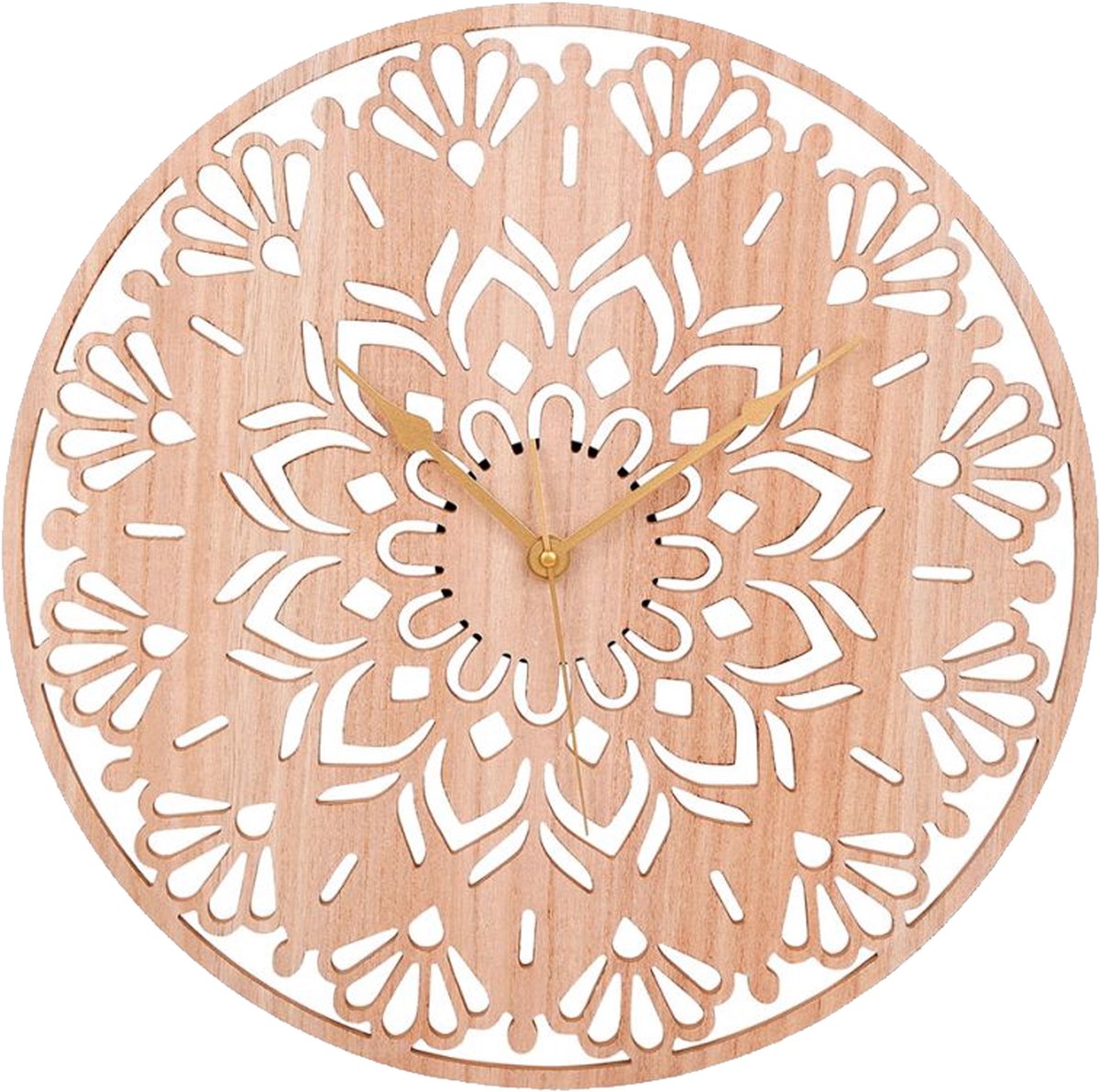 Ostaria Wandklok/muur klok Rosa - D50 cm - MDF - naturel - woonkamer/keuken