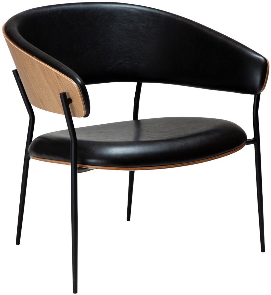 Crib Dan-Form fauteuil met armleuningen fineer eik, PU-kunstleer zwart.
