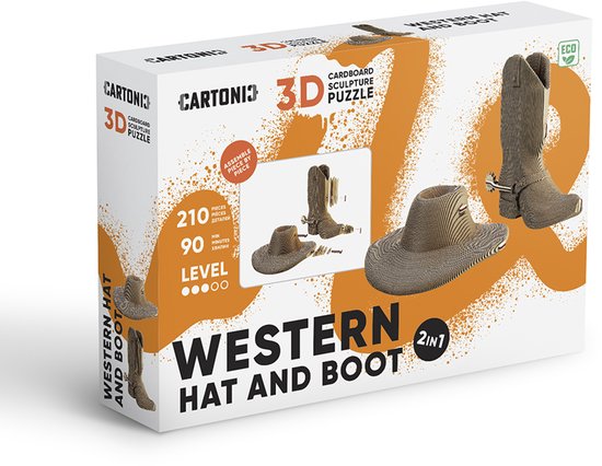 CARTONIC- Western- Puzzle 3D - Jouets - DIY- Créatif - Carton - Pour enfants et adultes