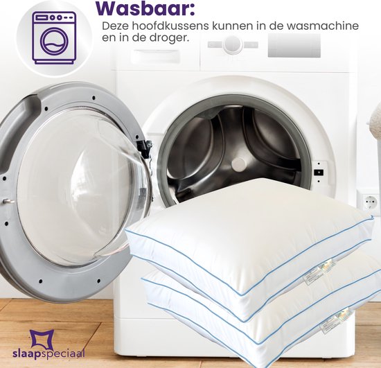 Slaapspeciaal Hoofdkussen - Boxkussen Set van 2 - Hoofdkussen Nekklachten | 50x60x10 cm - Hotelkwaliteit Hoofdkussens - Geschikt voor rug-, zij- en buikslapers - Katoenen Tijk - Navulbaar