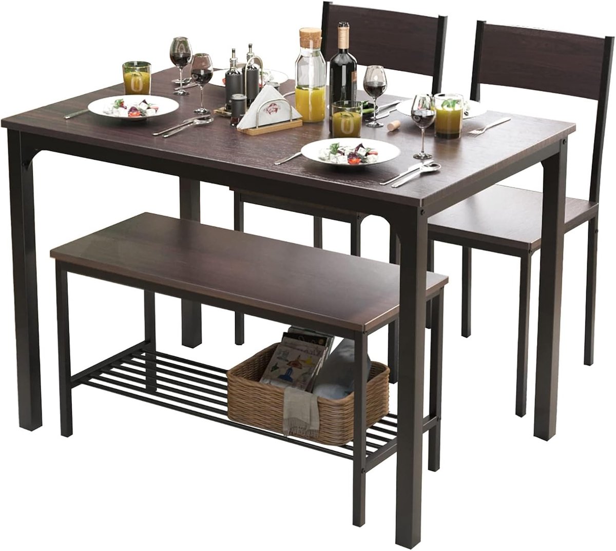 Eettafel en Stoel Set voor 4 Personen - Ruimtebesparende Keuken en Eetkamer Oplossing