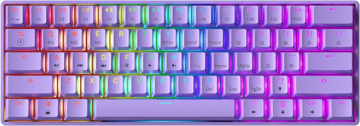 Mechanisch Gaming-toetsenbord 61 Toetsen met RGB Achtergrondverlichting - Programmeerbaar en Hot-Swappable voor PC en Mac