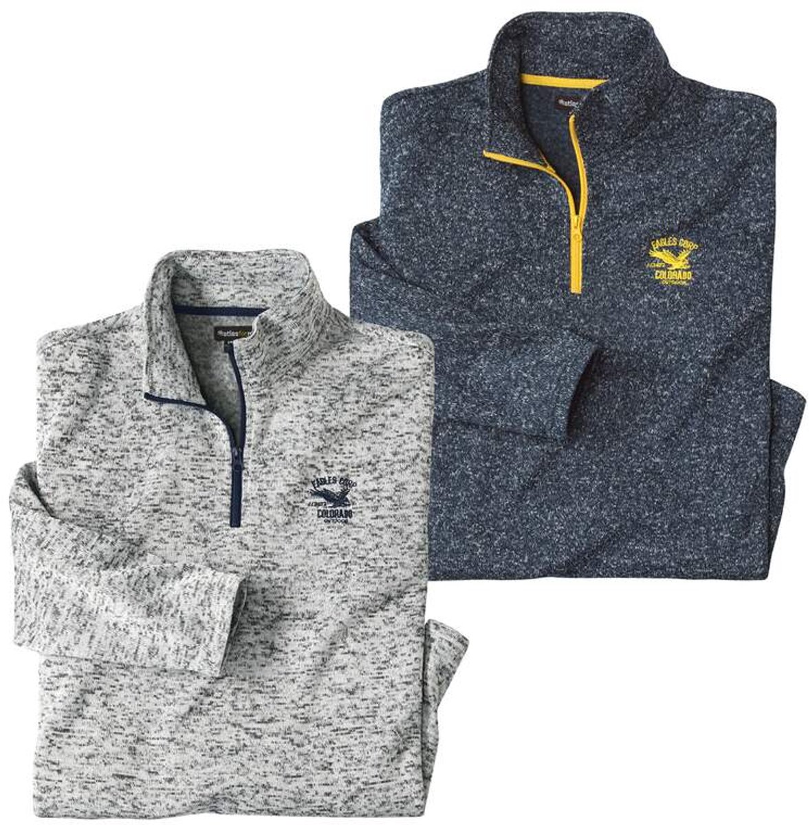 ATLAS FOR MEN - Set van 2 gemêleerde molton sweaters - Heren - Verkrijgbaar in grote maten - XL