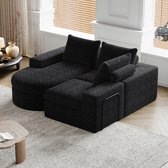 BLACKCOLORS Chenille bank met gebogen elementen en chaise longue, volledig samengeperst en zonder onderstel, modulaire combineerbare bank, L-vormige chaise longue, samendrukbare schuimrubberen bank, geen montage nodig