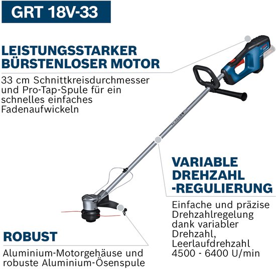 Bosch Professional GRT 18V-33 (solo, C) Grastrimmer Accu 18 V Snijbreedte max.: 33 mm van Bosch — afbeelding 3