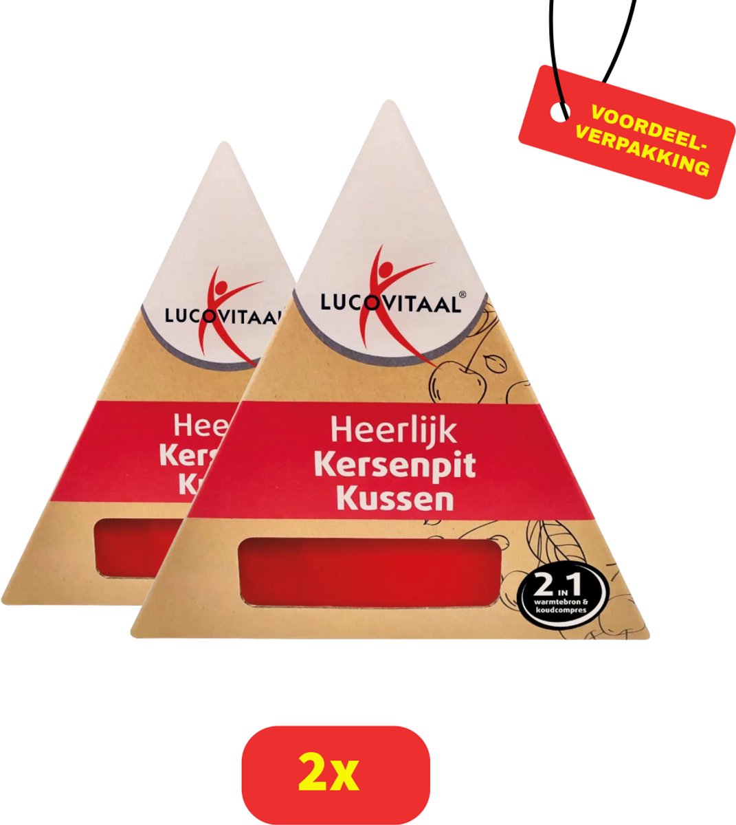 Lucovitaal Kersenpit Kussen Langwerpig - 2 x 1 Stuks Voordeelverpakking