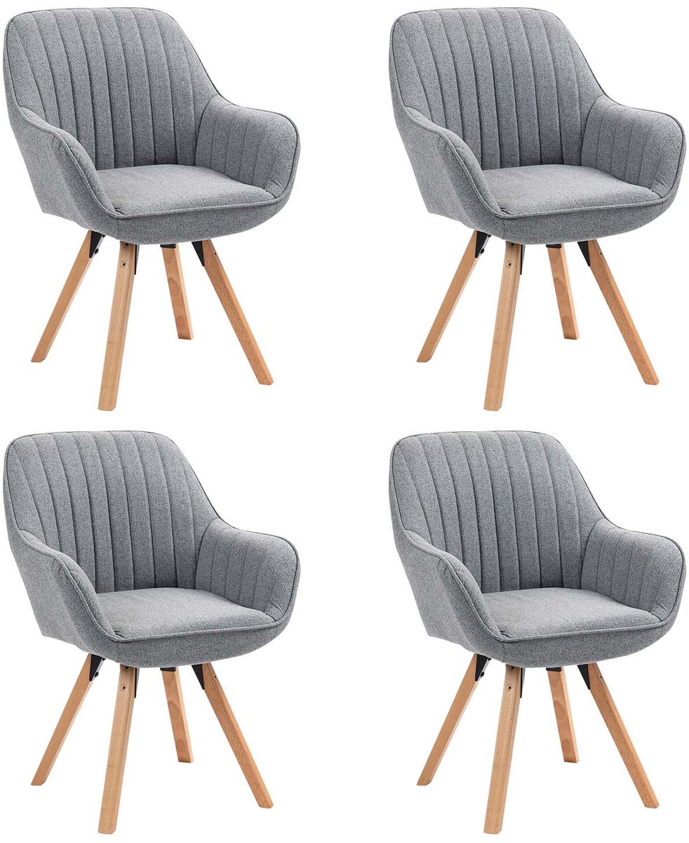 MEUBLE COSY Meubles Cosy Draaibare eetkamerstoelen - Set van 4 Stoffen zitting 360° draaifunctie - Grijs