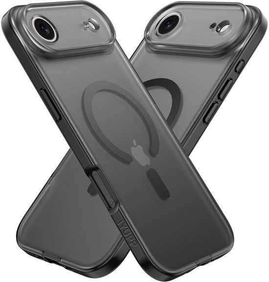 Coque IYUPP compatible avec iPhone 17 Air - Compatible MagSafe - Coque arrière antichoc - Zwart mat transparent