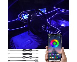 Auto Omgevingslicht RGB APP Controle - Decoratieve Licht Lamp met Flexibele Glasvezel 64 Kleuren