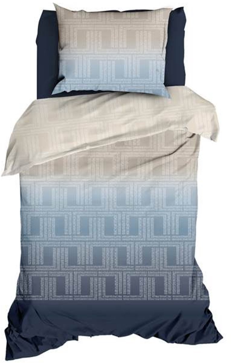 Satin d'Or Albenga Dekbedovertrek - Eenpersoons - 140x200/220 cm - Blauw/Beige