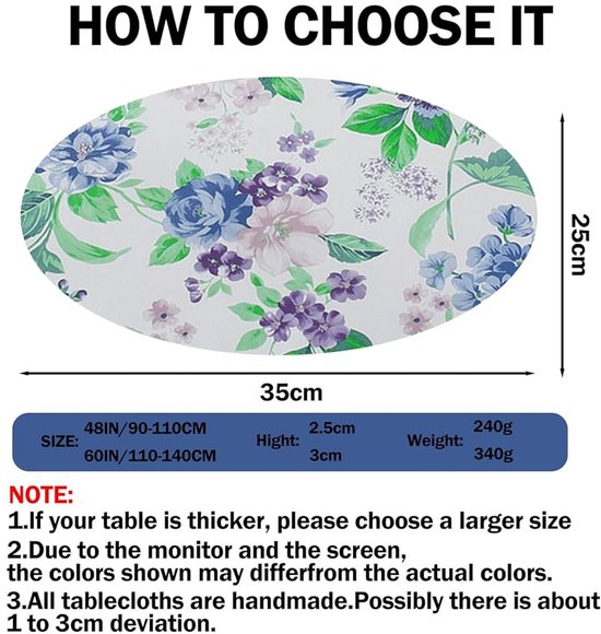 Rond tafelkleed voor buiten, met elastiek 90 cm, elastisch tuintafelkleed met groene bladeren, geschikt voor tafels met een breedte van 75 tot 85 cm