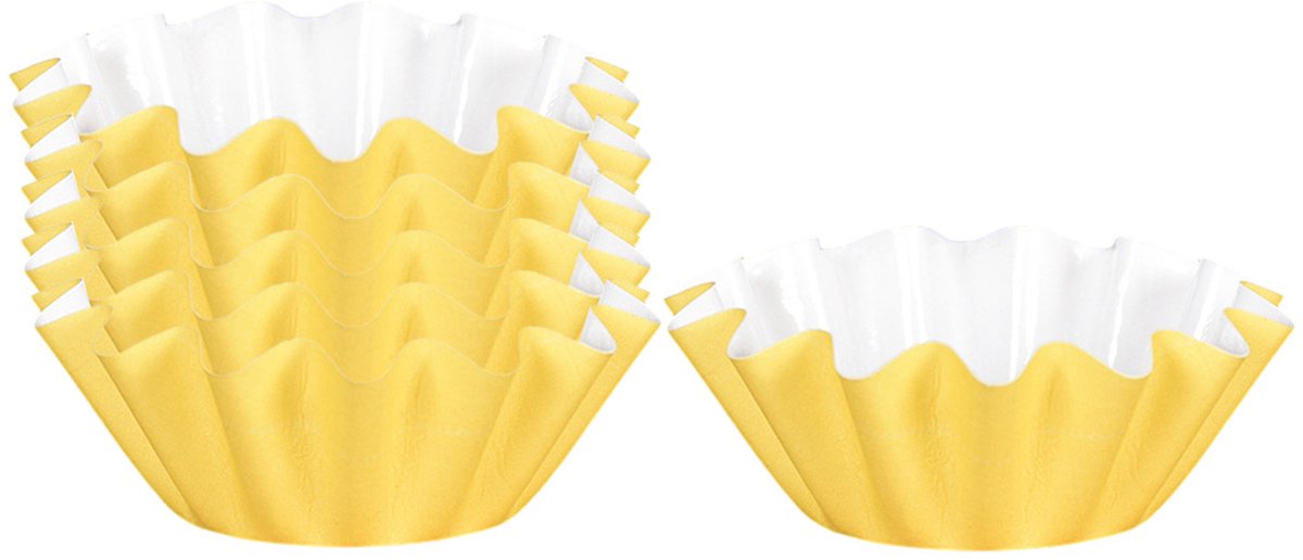 QTTVBTNA 100 stuks cupcakevormpjes - cakevormpjes - bak - Mini cupcakes en muffins - decoratie - Oliebestendig - Voor feestjes en thuisbakken - geel