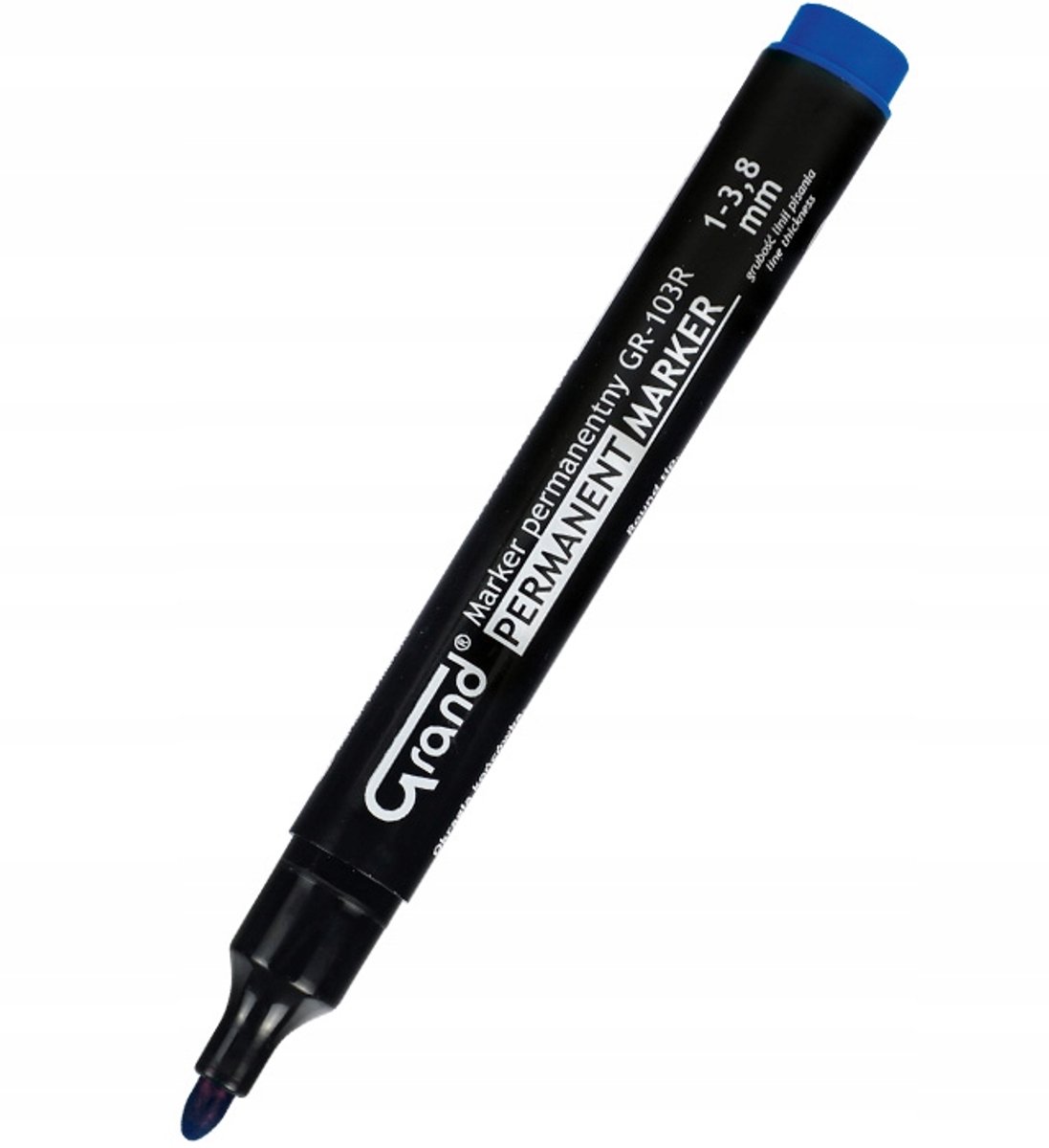 Blauwe permanente marker, ronde punt, 1-3,8 mm lijnbreedte