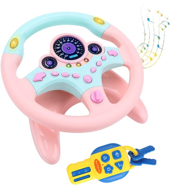 Jojoy WHEELPLAY – speelgoed stuur met sleutels – roze