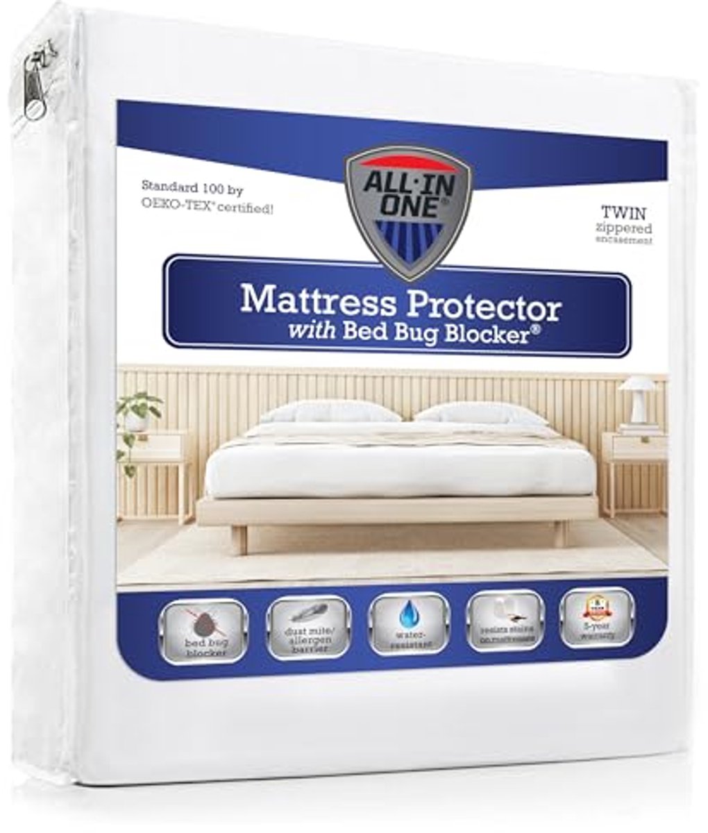 Ademend Twin Matras Cover Encasement Bescherming tegen Huisstofmijt, Allergenen en Insecten