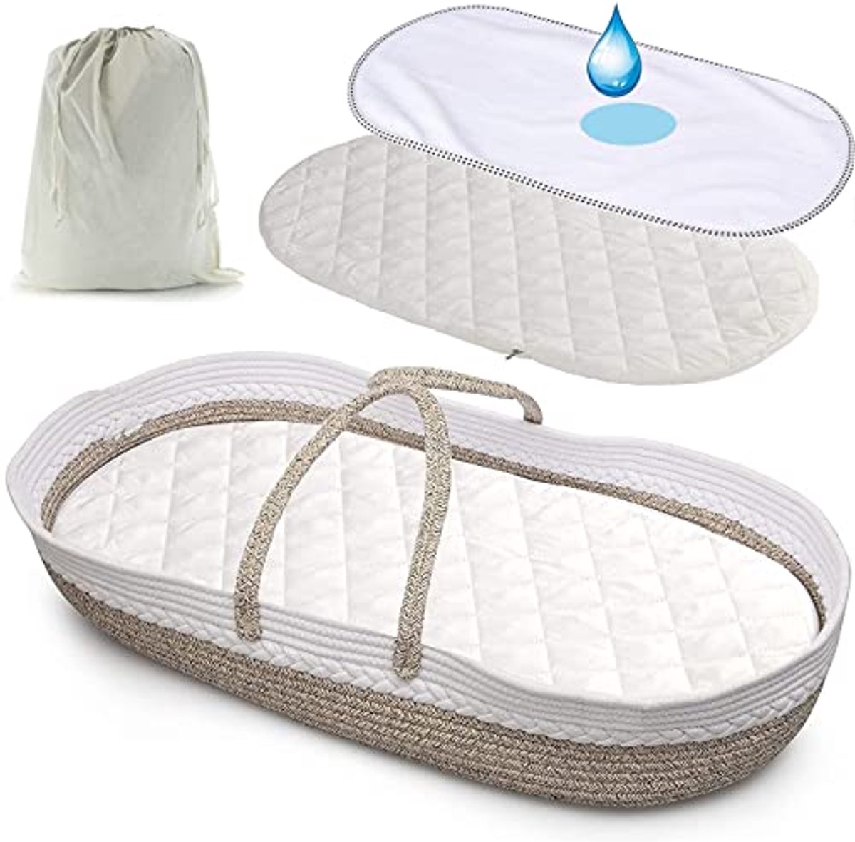 Draagbare opvouwbare babywikkelmand met matras en waterdichte bescherming
