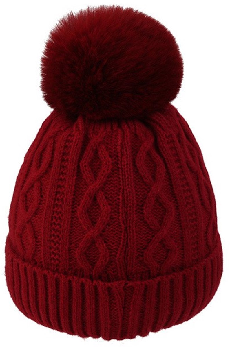 1 stuk dames wintermuts, wollen muts, thermische laag katoen met pompon, dames outdoor skiën,roze — cadeau in Mode & Accessoires - foto 4